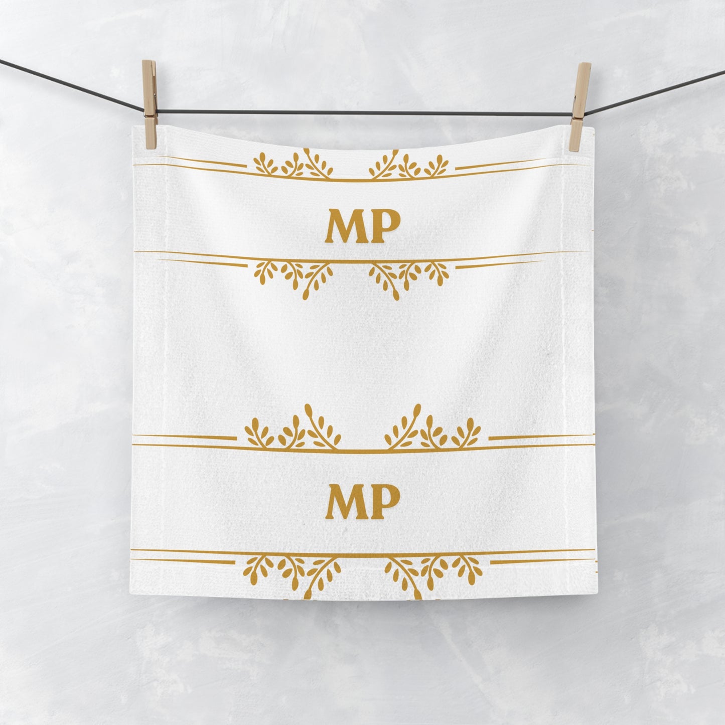 Personalized Monogram Face Towel - Luxe White Hotel Style