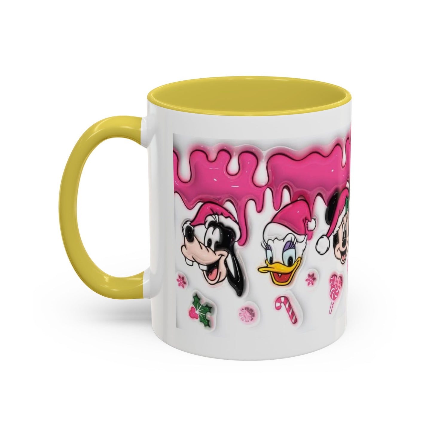 Pink Holiday Cartoon Mug — Cute Mickey & Friends Christmas Coffee Cup (11oz/15oz)