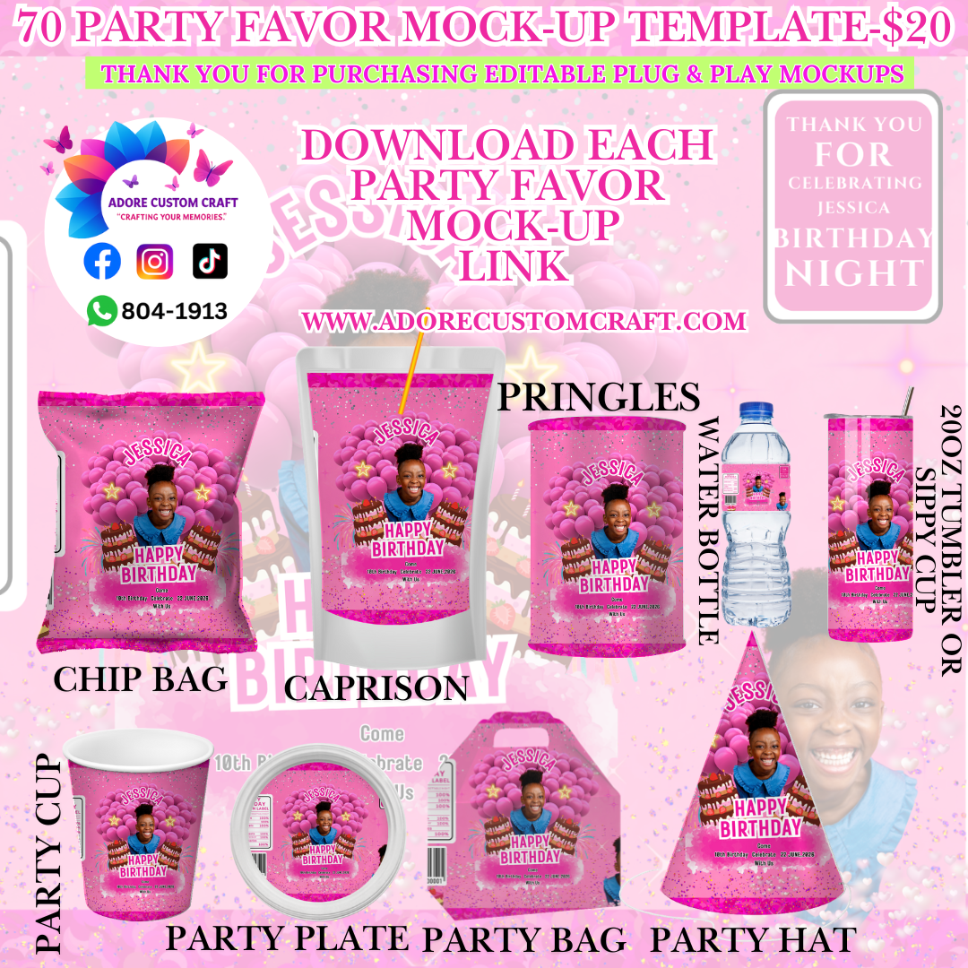 Digital Party Favor Mock-up Template