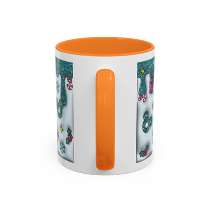 Holiday Glitter Character Mug — Festive Teal & Pink Ceramic Coffee Cup (11oz/15oz)