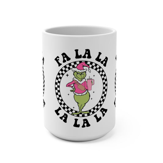 Grinch Christmas Mug - Fa La La La Design - 15oz Holiday Coffee Cup