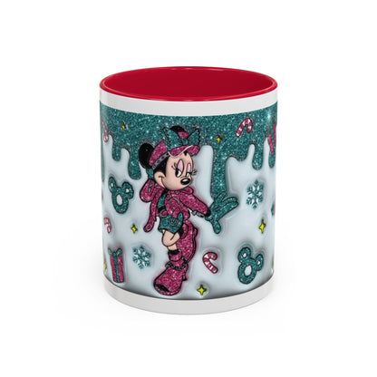 Holiday Glitter Character Mug — Festive Teal & Pink Ceramic Coffee Cup (11oz/15oz)