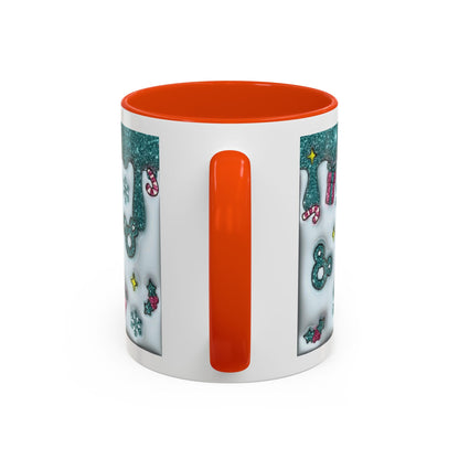 Holiday Glitter Character Mug — Festive Teal & Pink Ceramic Coffee Cup (11oz/15oz)