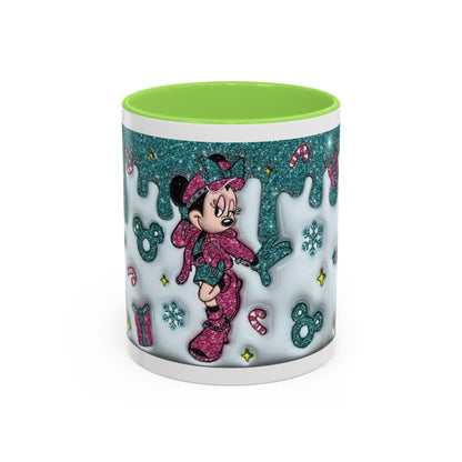 Holiday Glitter Character Mug — Festive Teal & Pink Ceramic Coffee Cup (11oz/15oz)