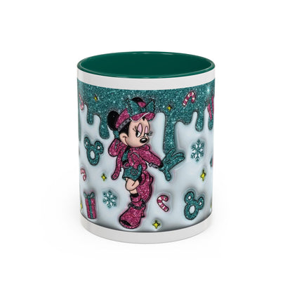 Holiday Glitter Character Mug — Festive Teal & Pink Ceramic Coffee Cup (11oz/15oz)