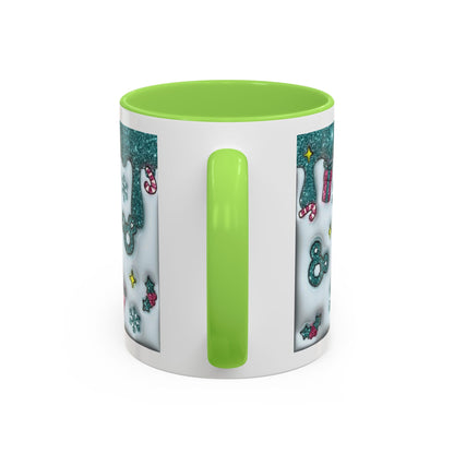 Holiday Glitter Character Mug — Festive Teal & Pink Ceramic Coffee Cup (11oz/15oz)