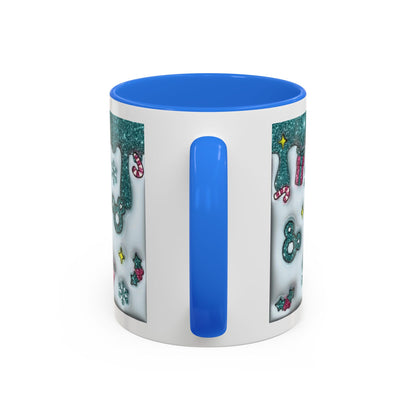 Holiday Glitter Character Mug — Festive Teal & Pink Ceramic Coffee Cup (11oz/15oz)