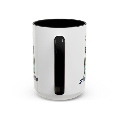Personalized Christmas Initial A Accent Coffee Mug — Festive Reindeer Monogram (11/15oz)