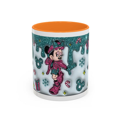 Holiday Glitter Character Mug — Festive Teal & Pink Ceramic Coffee Cup (11oz/15oz)