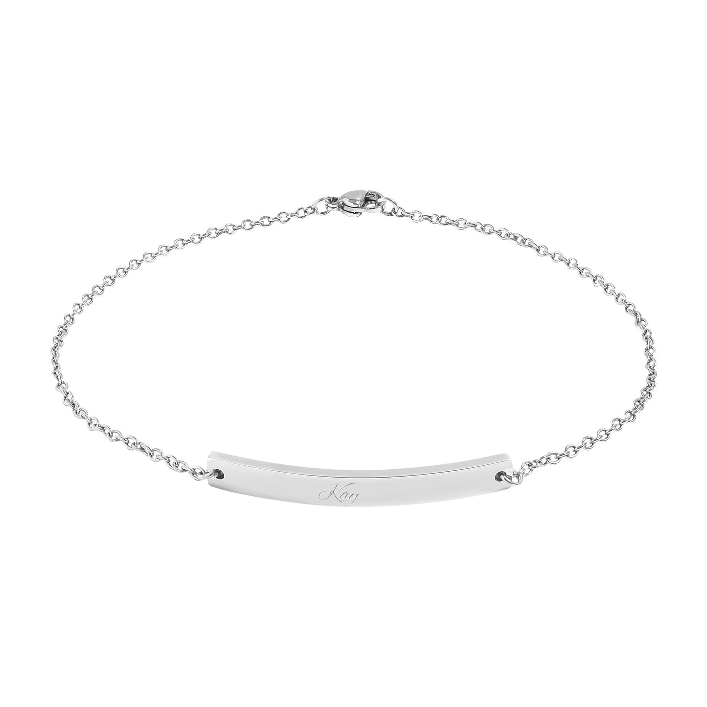 Engravable Curved Bar Anklet — Personalized Minimalist Silver Anklet