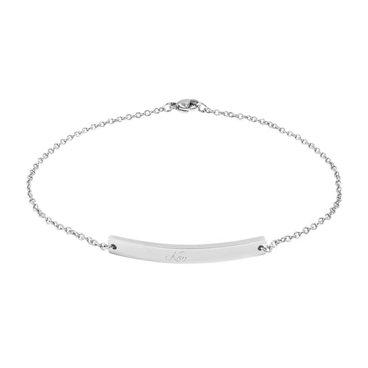 Engravable Curved Bar Anklet — Personalized Minimalist Silver Anklet