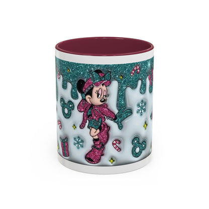 Holiday Glitter Character Mug — Festive Teal & Pink Ceramic Coffee Cup (11oz/15oz)