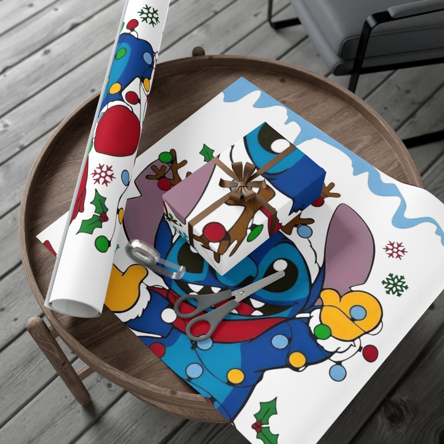 Christmas Stitch Character Gift Wrap Paper – Cute Holiday Wrapping Roll