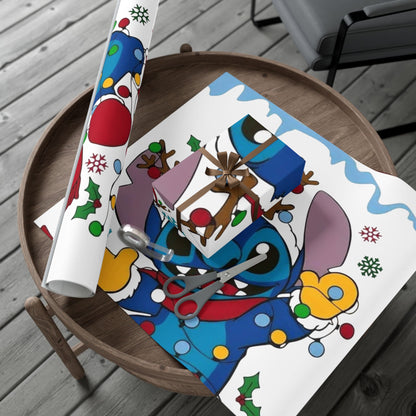 Christmas Stitch Character Gift Wrap Paper – Cute Holiday Wrapping Roll