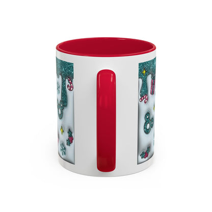 Holiday Glitter Character Mug — Festive Teal & Pink Ceramic Coffee Cup (11oz/15oz)