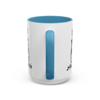 Personalized Christmas Initial A Accent Coffee Mug — Festive Reindeer Monogram (11/15oz)