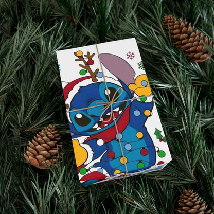 Christmas Stitch Character Gift Wrap Paper – Cute Holiday Wrapping Roll