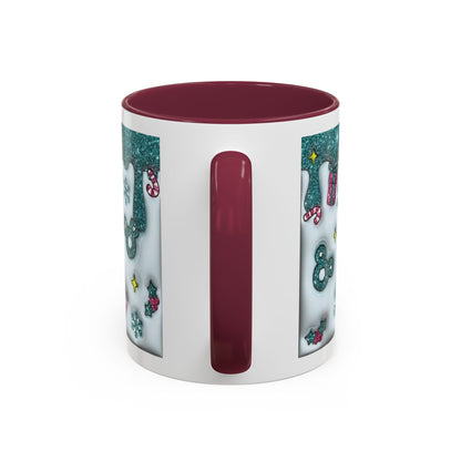 Holiday Glitter Character Mug — Festive Teal & Pink Ceramic Coffee Cup (11oz/15oz)
