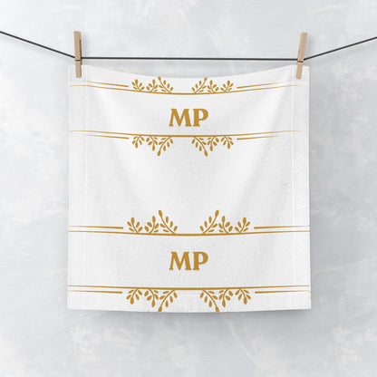 Personalized Monogram Face Towel - Luxe White Hotel Style
