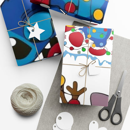 Christmas Stitch Character Gift Wrap Paper – Cute Holiday Wrapping Roll