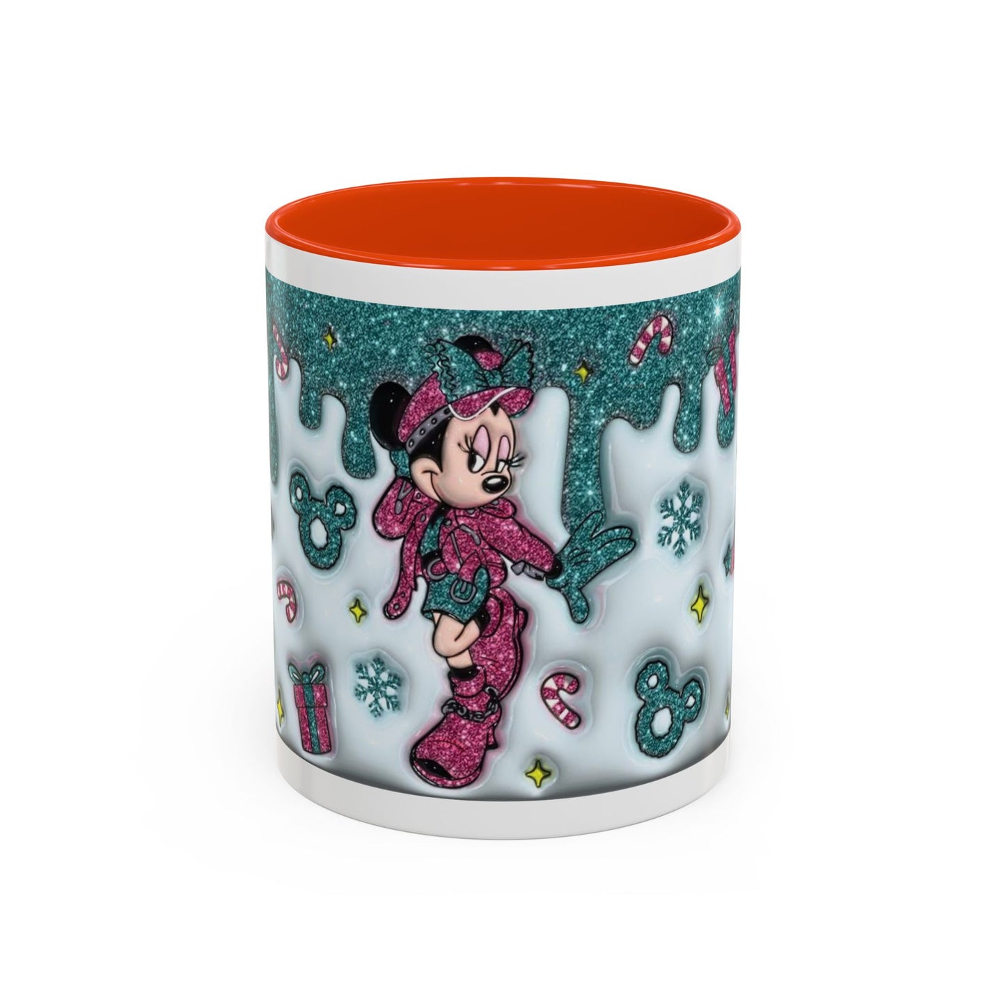 Holiday Glitter Character Mug — Festive Teal & Pink Ceramic Coffee Cup (11oz/15oz)