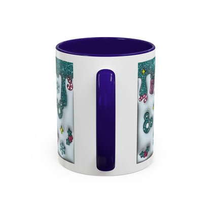 Holiday Glitter Character Mug — Festive Teal & Pink Ceramic Coffee Cup (11oz/15oz)