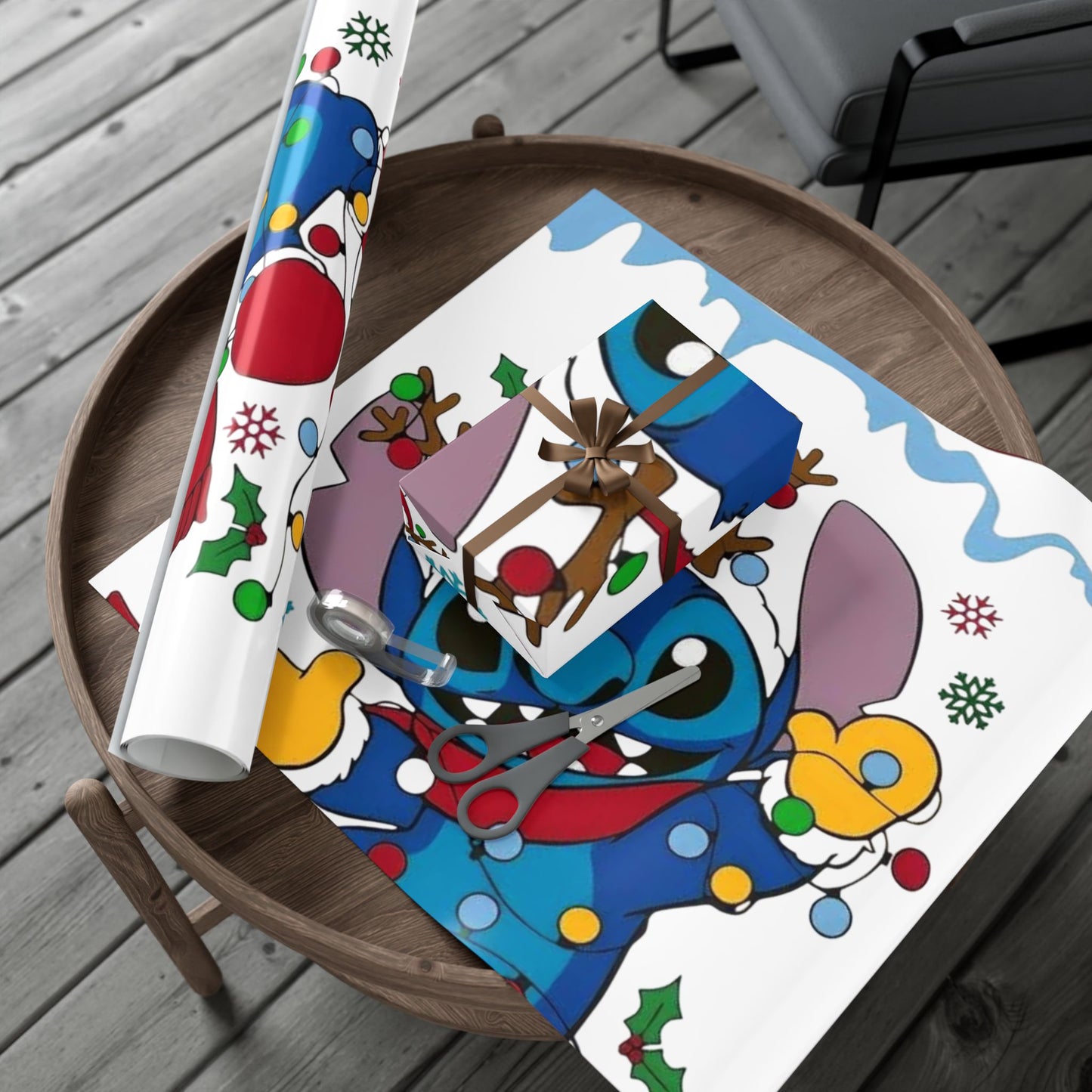 Christmas Stitch Character Gift Wrap Paper – Cute Holiday Wrapping Roll