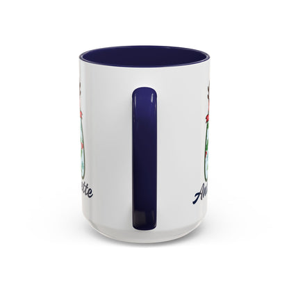 Personalized Christmas Initial A Accent Coffee Mug — Festive Reindeer Monogram (11/15oz)
