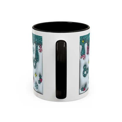 Holiday Glitter Character Mug — Festive Teal & Pink Ceramic Coffee Cup (11oz/15oz)